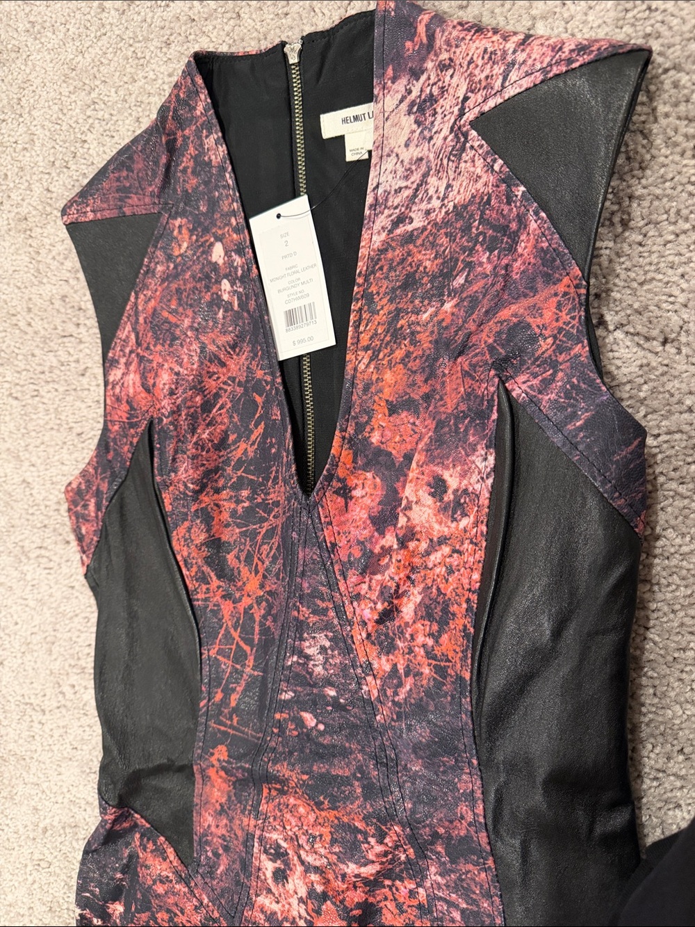 Helmut Lang Abstract Print Soft Leather Dress - Picture 7 of 11